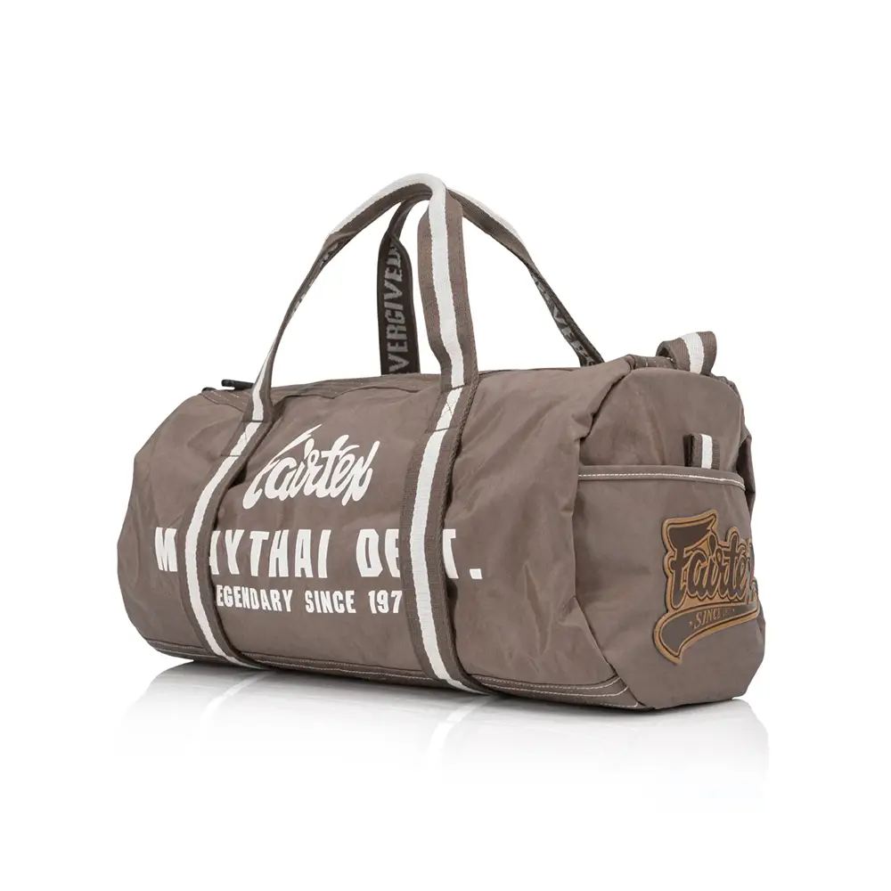 Fairtex BAG9 Retro Style Gym Bag-Khaki 3 Fairtex BAG9 Retro Style Gym Bag-Khaki