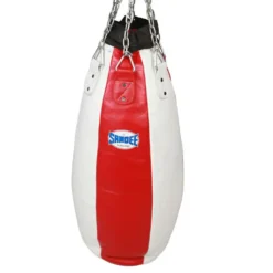Sandee Full Leather Teardrop Punch Bag- Red/White