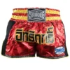 Sandee Muay Thai Shorts Supernatural Power – Red 1 Sandee Muay Thai Shorts Supernatural Power – Red -Fight Shop Direct TS3 REDCARBLKGLD 1