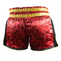 Sandee Muay Thai Shorts Supernatural Power – Red -Fight Shop Direct TS3 REDCARBLKGLD 3