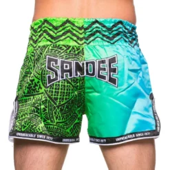 Sandee Muay Thai Shorts Warrior- Green/Blue -Fight Shop Direct TS3 WARRIOR GRNBLU 3