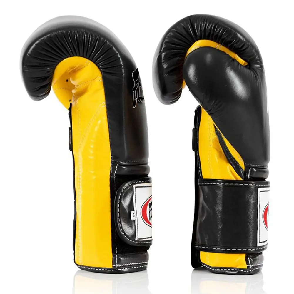 Fairtex BGV9 Black Yellow Mexican Style Muay Thai Gloves 5 Fairtex BGV9 Black Yellow Mexican Style Muay Thai Gloves - Image 3