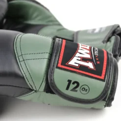 Twins BGVL11 Long Cuff Black Olive Muay Thai Gloves -Fight Shop Direct bgvl11 black olive 3
