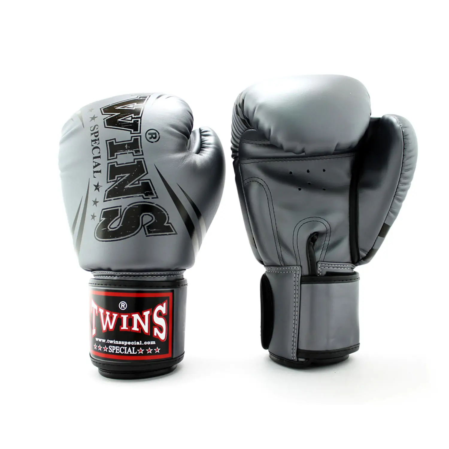 Twins FBGVDM3-TW6 Grey Non-Leather Muay Thai Gloves 4 Twins FBGVDM3-TW6 Grey Non-Leather Muay Thai Gloves - Image 2