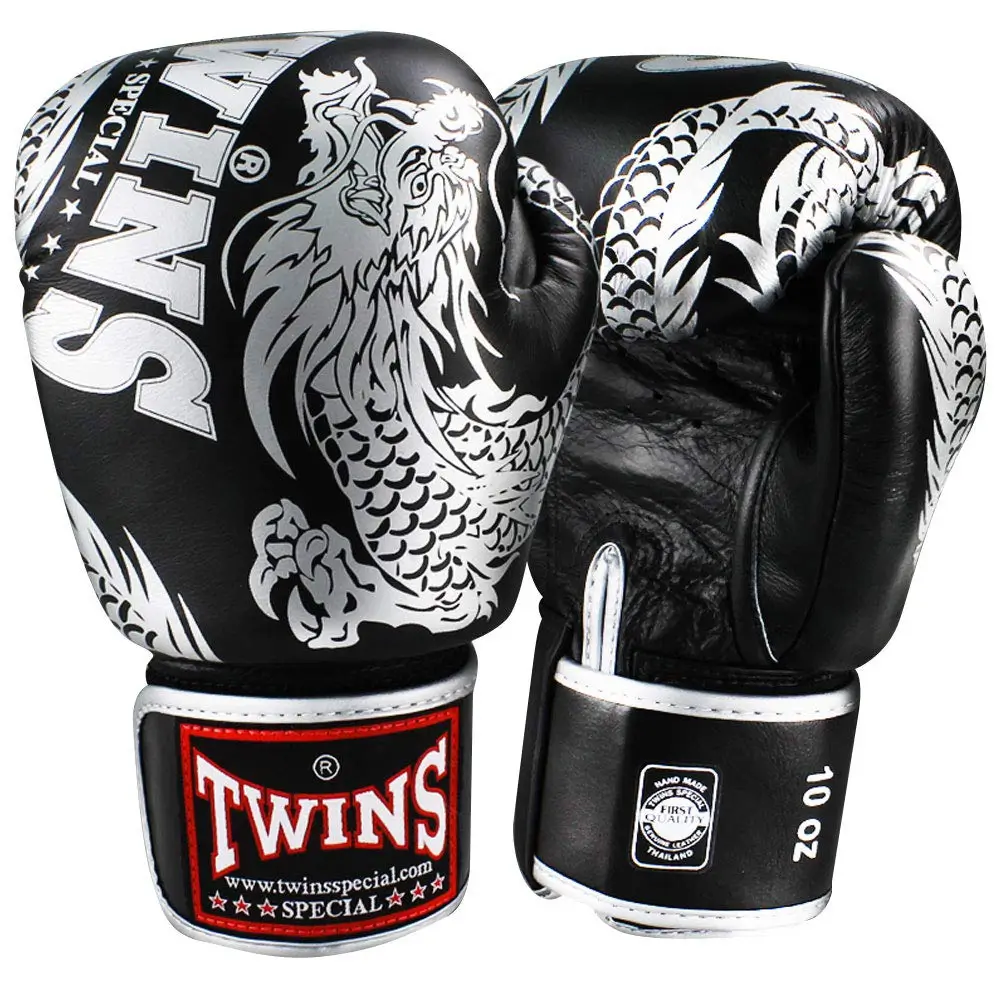 Twins FBGVL3-49 Silver Flying Dragon Muay Thai Gloves 3 Twins FBGVL3-49 Silver Flying Dragon Muay Thai Gloves