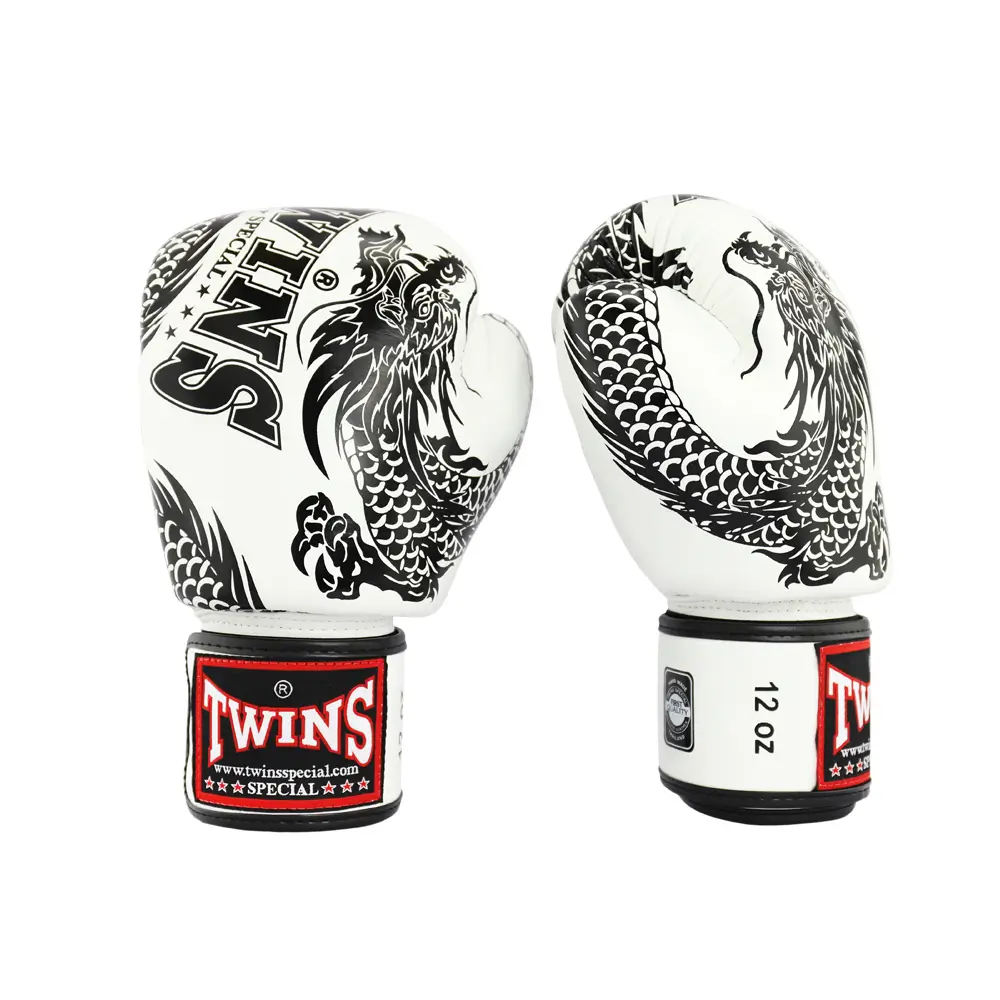Twins FBGVL3-49 White Flying Dragon Muay Thai Gloves 3 Twins FBGVL3-49 White Flying Dragon Muay Thai Gloves
