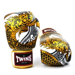 Twins FBGVL3-52 White Gold Nagas Muay Thai Gloves